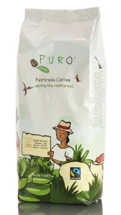 Puro Organic Dark Roast Espresso/Creme Cafe 1 kg całe ziarna, organiczna Fairtrade